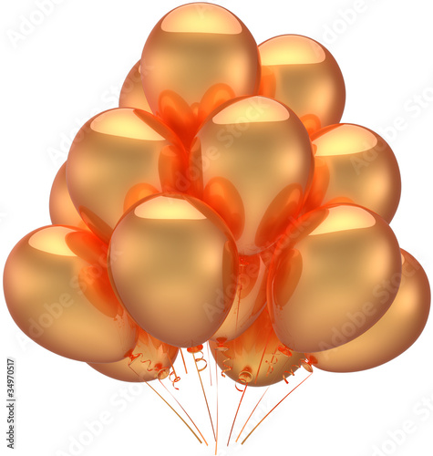 Golden party balloons decoration of happy birthday event