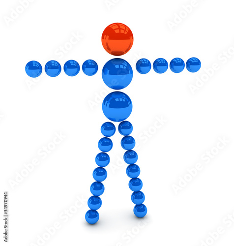 3d leader concept. White ba...