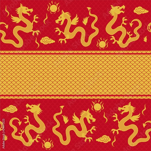 seamless horizontal pattern of chinese  the dragon
