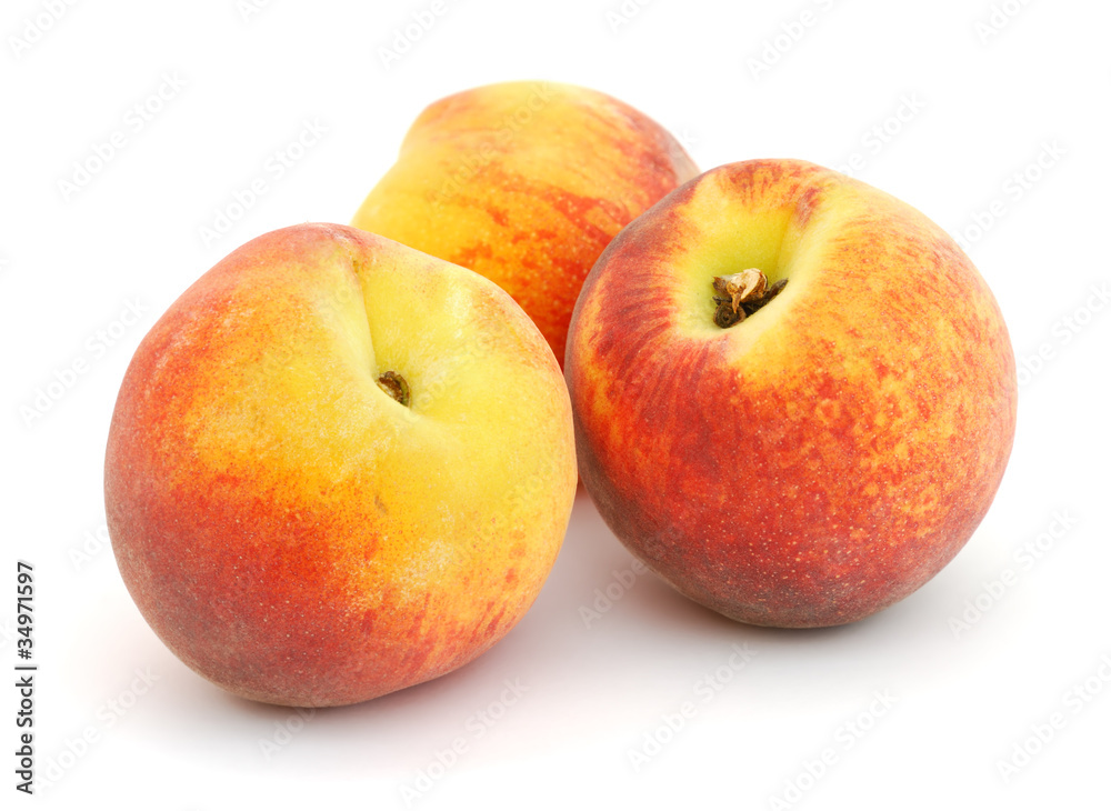 Three peaches isolated on white background Three peaches isolated on white background