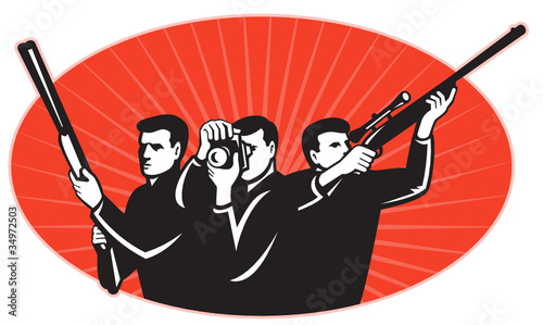 hunter shooter rifle photographer camera