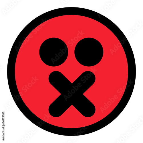 Non, refus, censuré, muet, interdit, smiley, visage