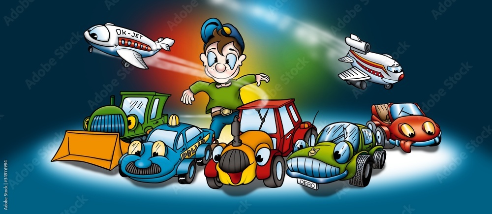 Fototapeta premium Transportation - Cartoon Background Illustration