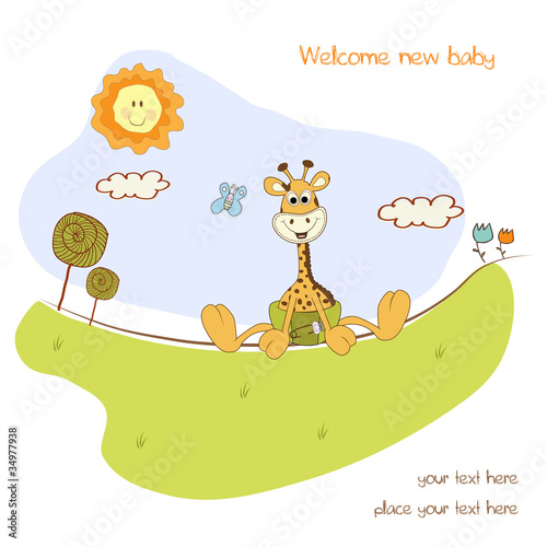 new baby announcement with baby giraffe