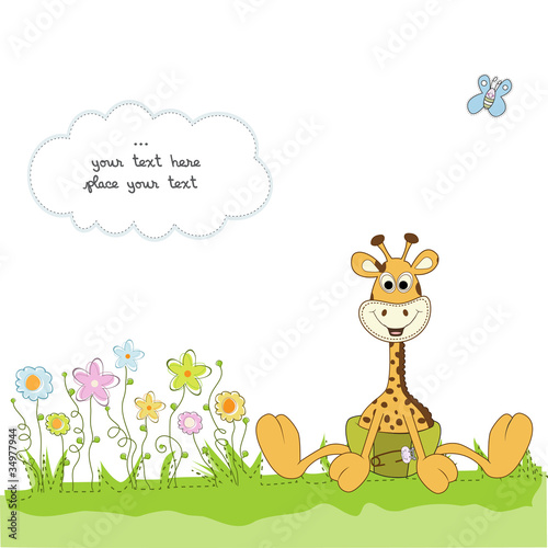 new baby announcement with baby giraffe