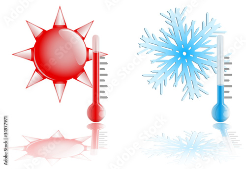 Weather temperature icons set. Vector Illustraion.