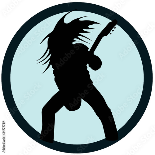 bass guitar rock star in the circle vector