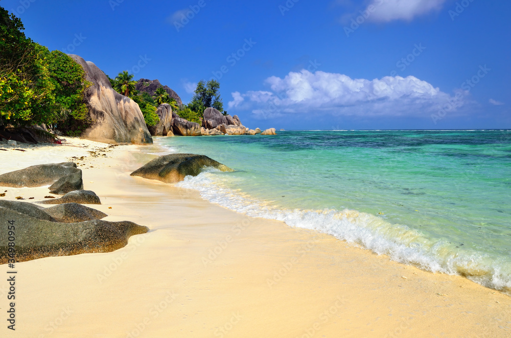 Tropical beach on Seychelles island Tropical beach on Seychelles island