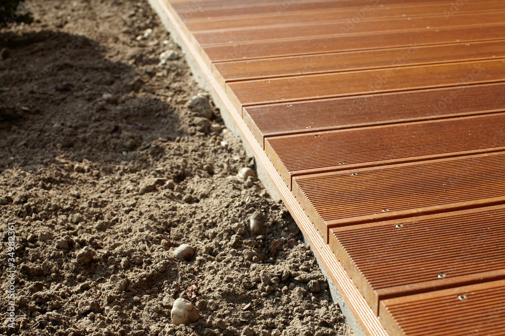 Obraz premium Bangkirai Bretter als Holz Terrasse
