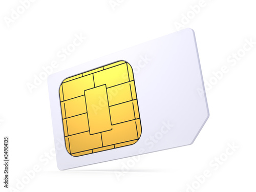 Sim card isolated on white background photo