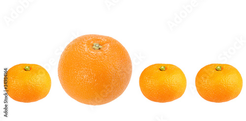 Orange and tangerine in row