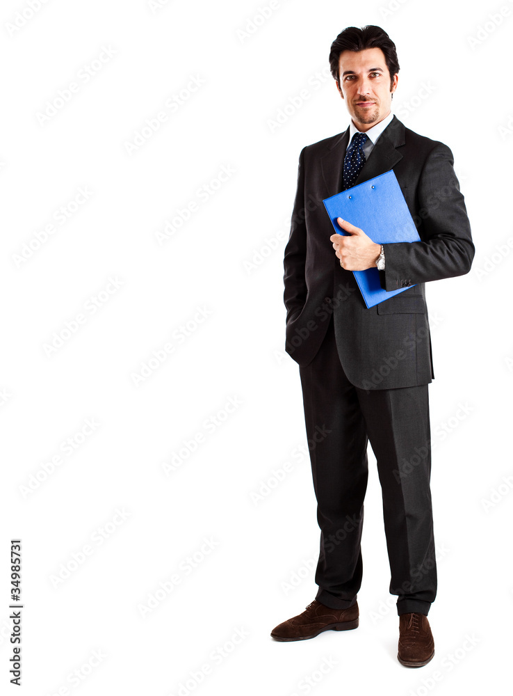 Full length businessman holding some documents Full length businessman holding some documents