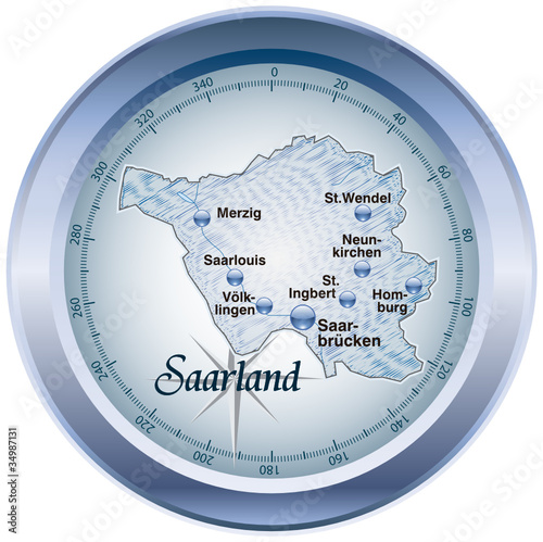 Saarland Kompass blau in SVG