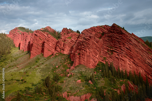 Jeti Oguz - famouns Kyrgyz sandstone cliffs Seven bulls