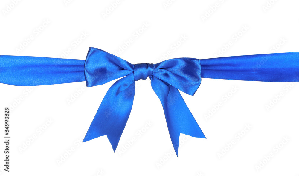 Blue ribbon and bow isolated on white background Blue ribbon and bow isolated on white background