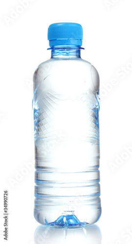 plastic bottle with water isolated on white