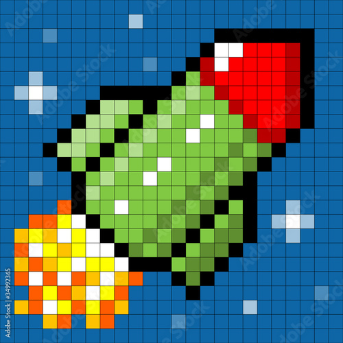 Pixel Rocket in Space