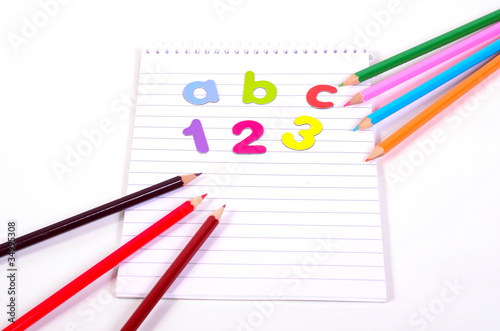 Schule Stifte Buchstaben Zahlen