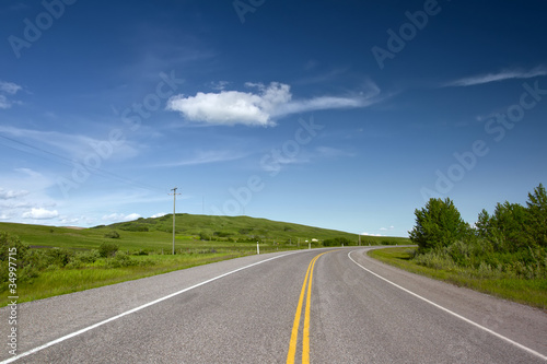 Road With Painted Double Yellow Line