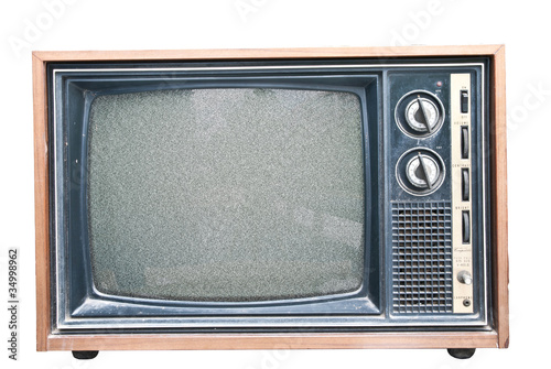 Old TV with noise on screen. Retro Television concept. photo