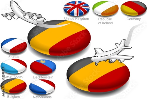 aircraft takeoff and landing on the button flag