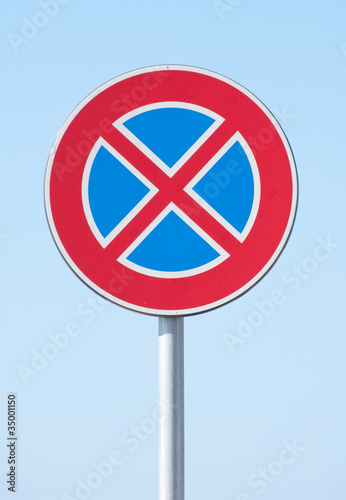 restrictions road sign on blue backgrounds