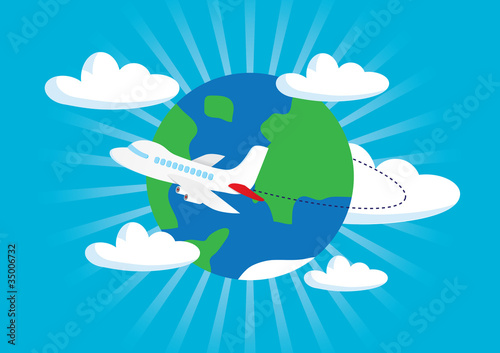 airliner with a globe