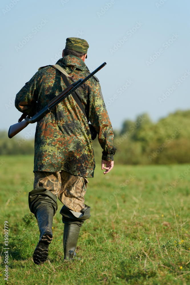 hunter with rifle gun hunter with rifle gun