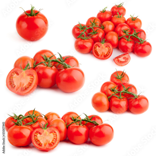 set of red tomato isolated on white background