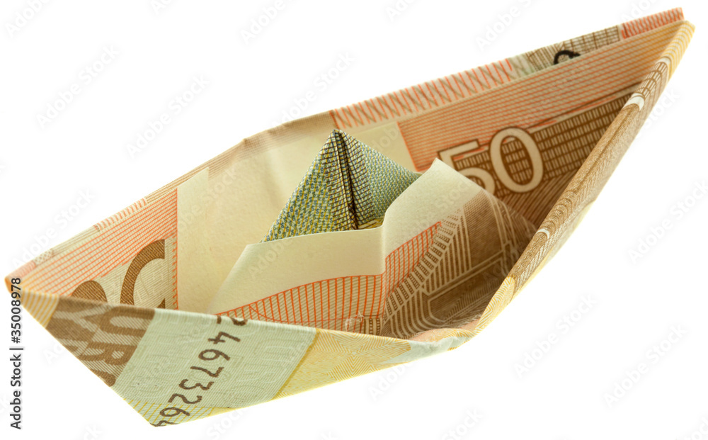 origami, pliage, petit bateau, billet 50 euros Stock Photo | Adobe Stock