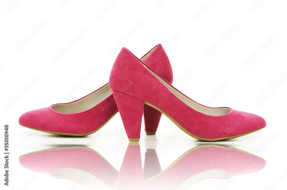 Elegant pink shoes on the white Elegant pink shoes on the white