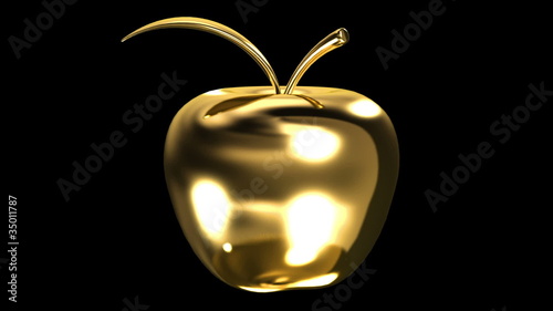 Gold apple with leaf
