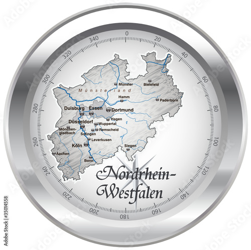 Nordrhein-Westfalen Kompass chrom in SVG