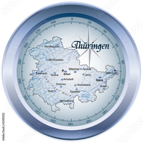 Thüringen Kompass blau in SVG