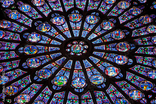 Stained-glass window of Notre Dame de Paris
