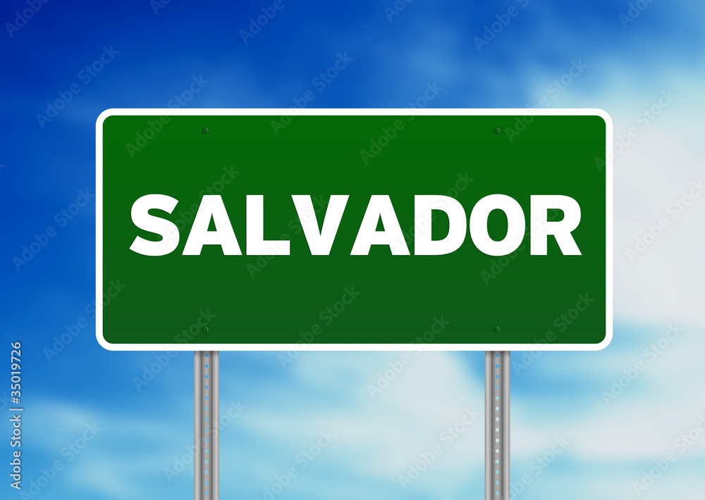 Green Road Sign - Salvador, Brazil Green Road Sign - Salvador, Brazil