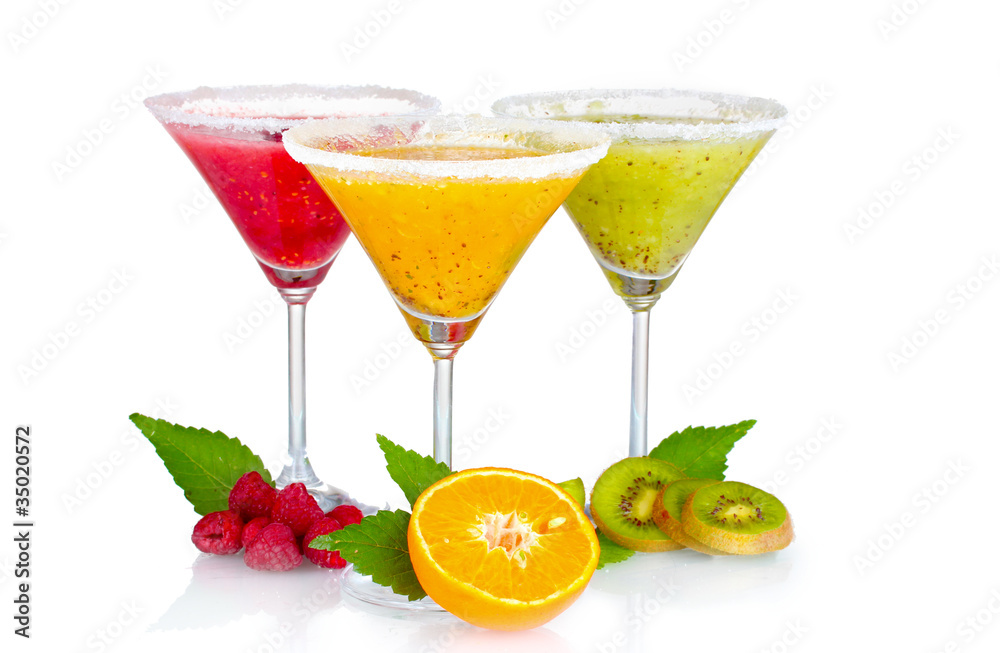 Delicious fruit smoothies and fruit isolated on white Delicious fruit smoothies and fruit isolated on white