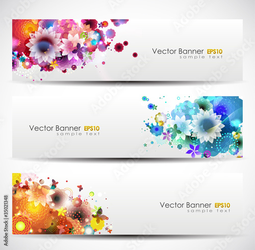 Set Of Floral Headers.