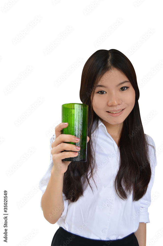 Asian woman with a glass of water Asian woman with a glass of water
