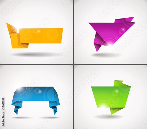 Colorful set of origami speech bubble