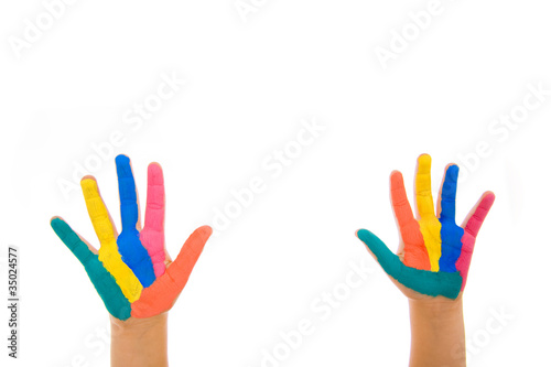 Hand Painted Child. Isolated on white background