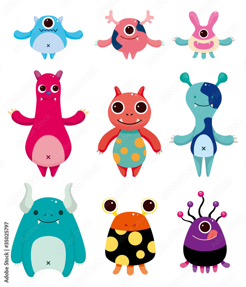 Naklejka premium cartoon monster icons