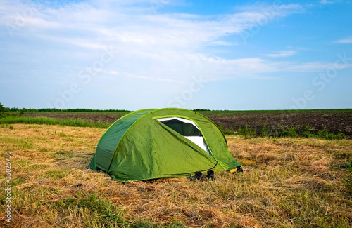 camping tent on the field
