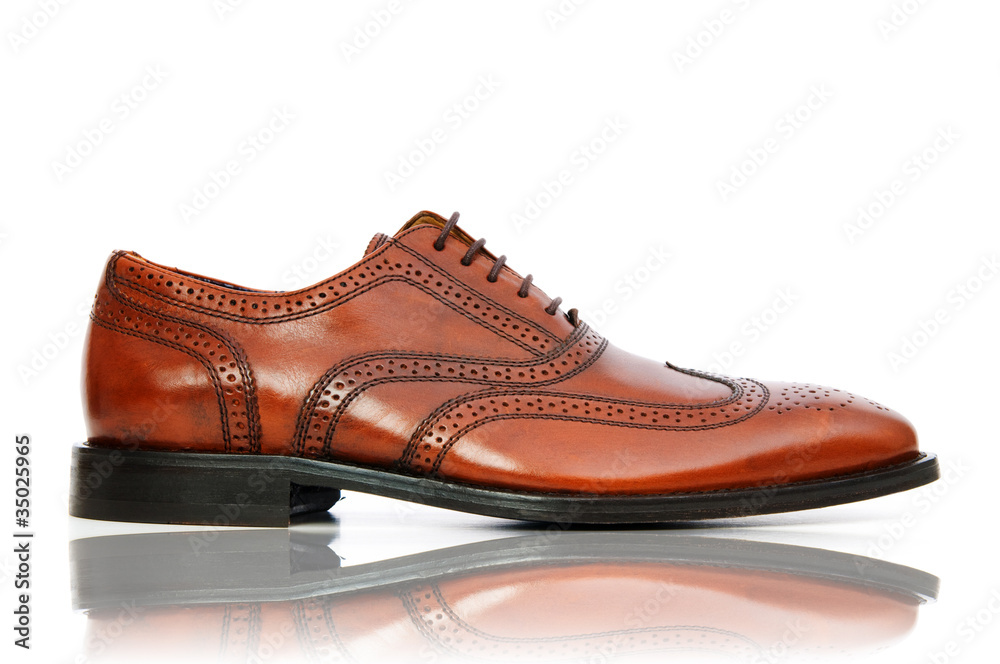Fashion concept with male shoes on white Fashion concept with male shoes on white