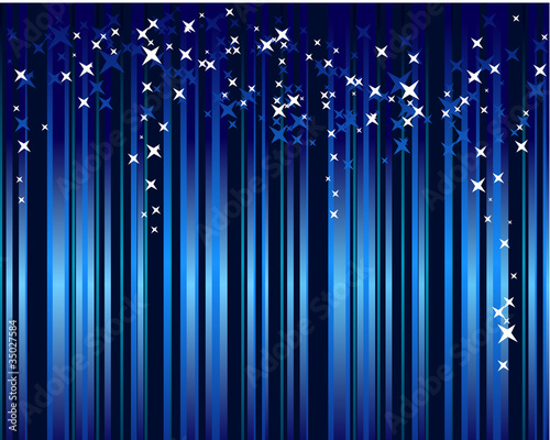 Abstract blue background with vertical stripes and stars