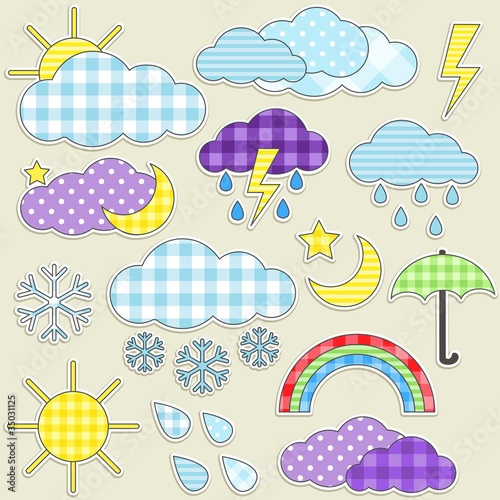 Set of weather textile stikers
