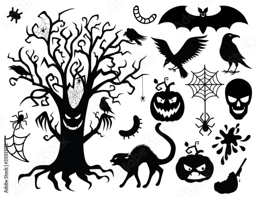 Collection of silhouettes for the halloween .