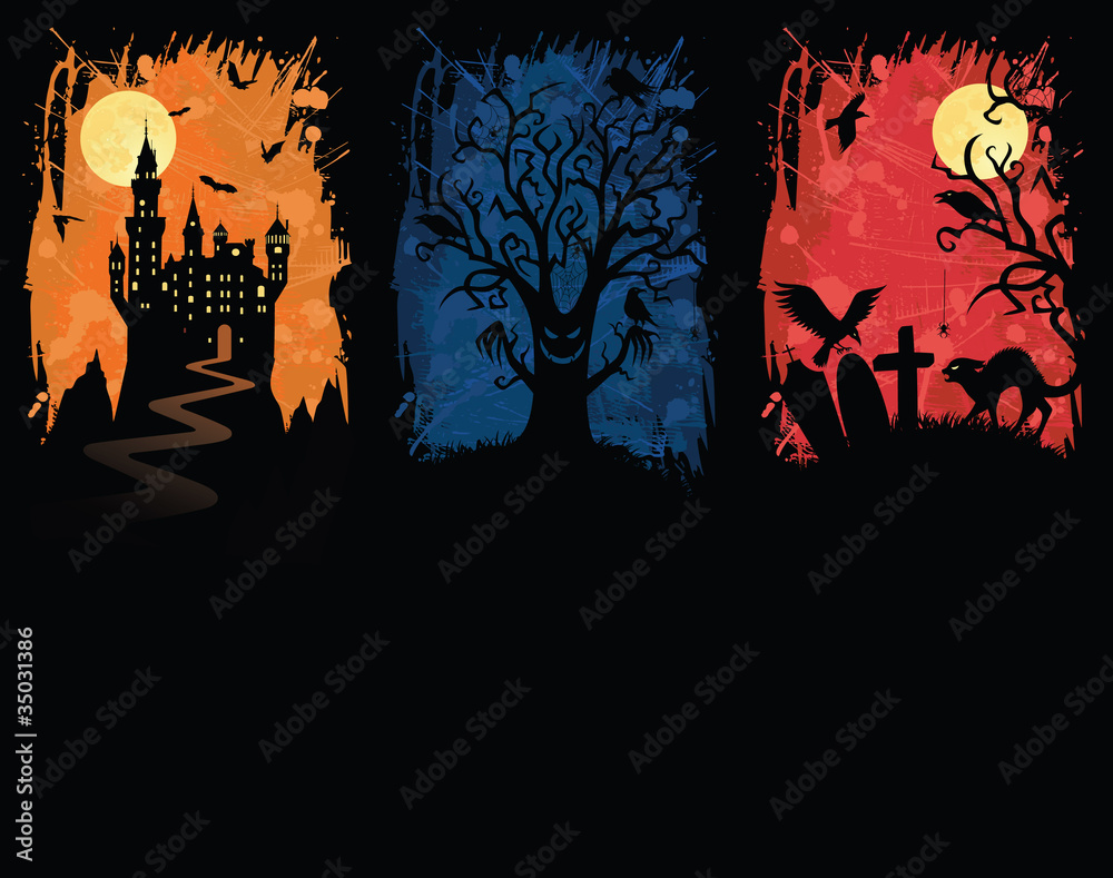 Set of a grunge halloween banners.