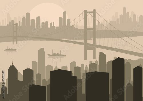 Skyscraper city landscape illustration