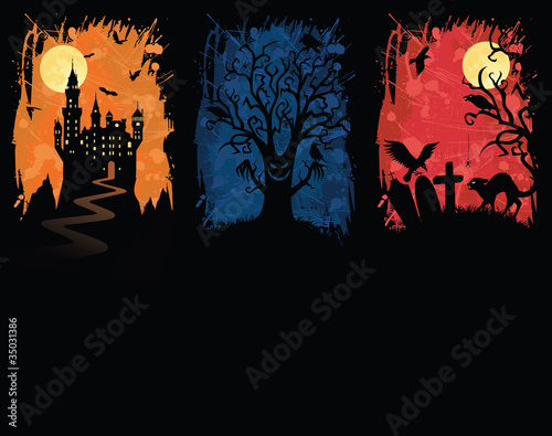 Set of a grunge halloween banners.